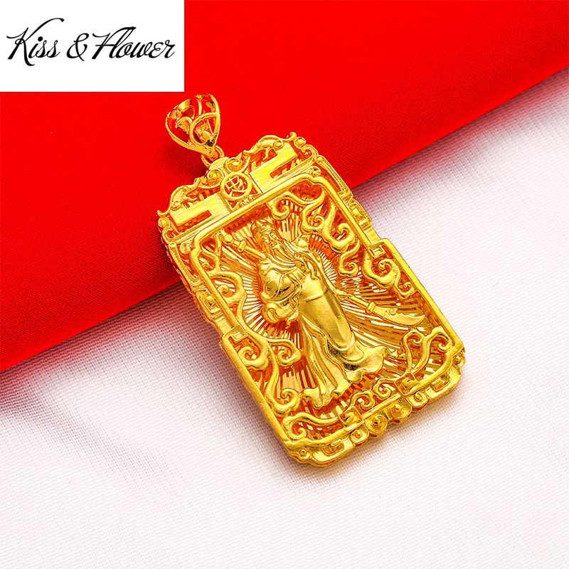 Men'S Grooming Gifts - KISS&FLOWER Gold Vintage Square Guangong Necklace