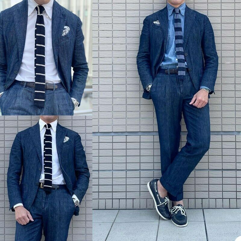 Men'S Grooming Daily - Denim Men Suits Tailor-Made 2 Pieces