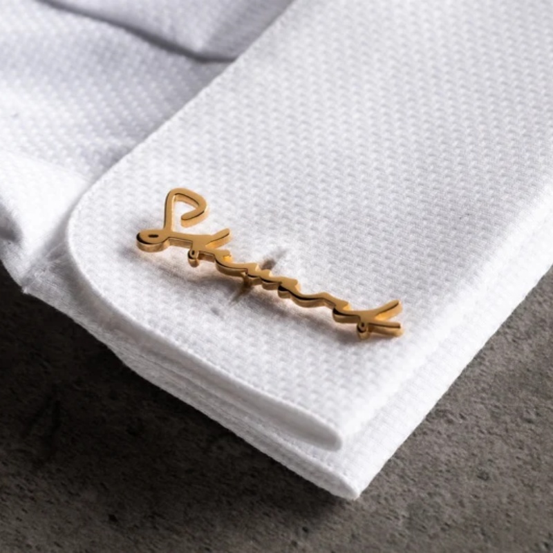 Men'S Grooming Gifts - Custom Name Cufflinks 18K Gold Plated