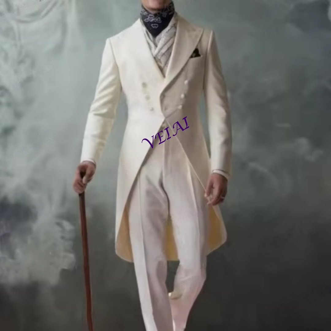 Men'S Grooming Daily - Customized White Long Jacket 2 Piece