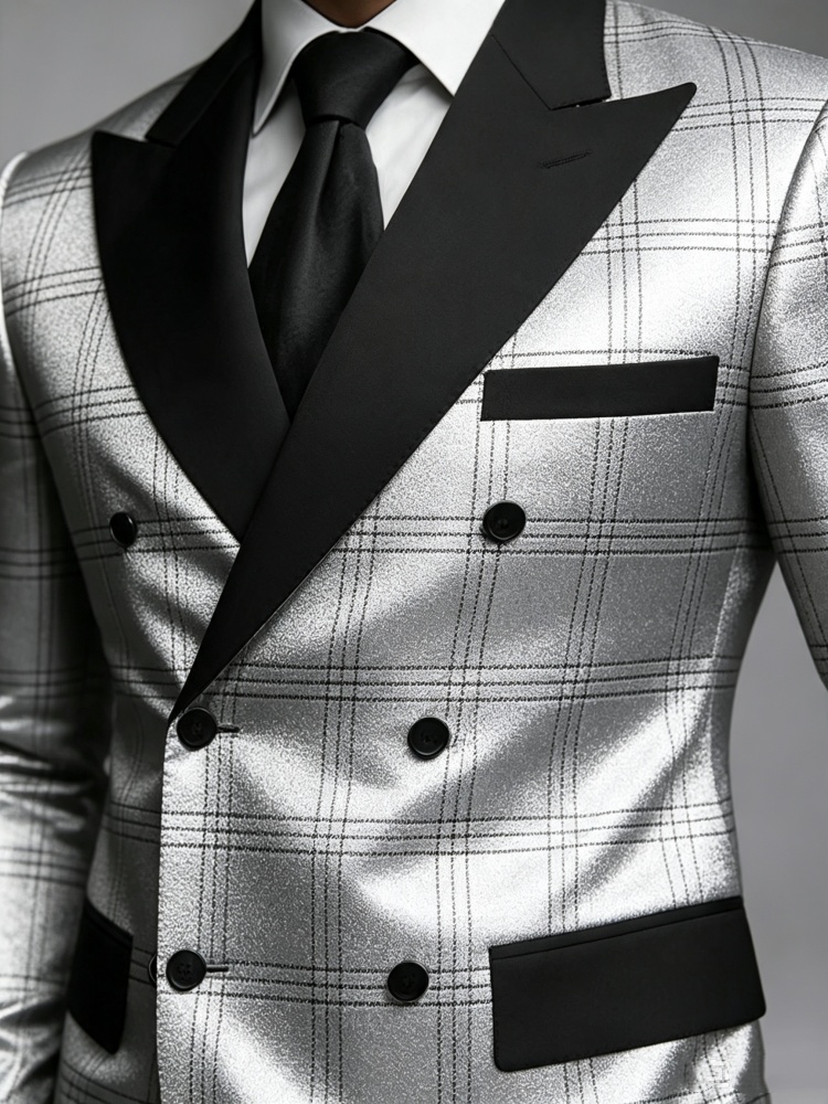 Men Shiny Silver Plaid Double  - Jack Men'S Grooming 评论和价格