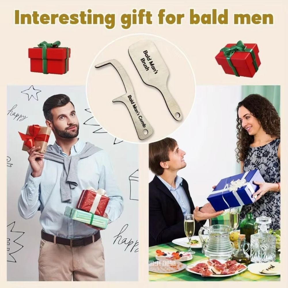 Wooden Comb Bald Man Comb Funn - Men'S Grooming Tool 评论和价格