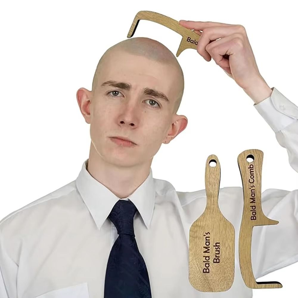 Wooden Comb Bald Man Comb Funn - Men'S Grooming Tool 评论和价格