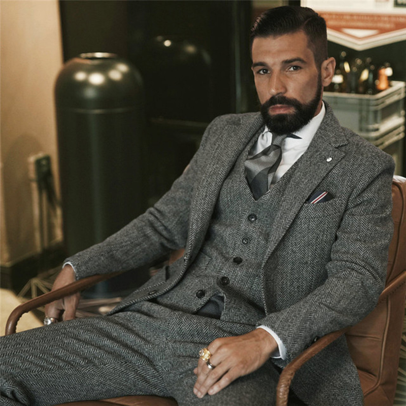 Gray Wool Tweed Winter Suit fo - Men'S Grooming Daily 评论和价格