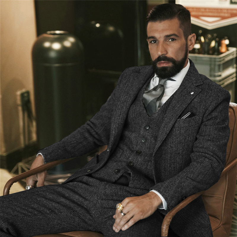 Gray Wool Tweed Winter Suit fo - Men'S Grooming Daily 评论和价格